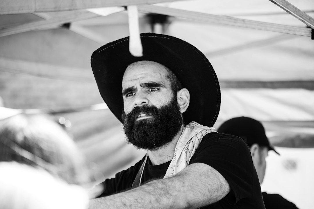 Studio portrait of a Latin American man with a beard
