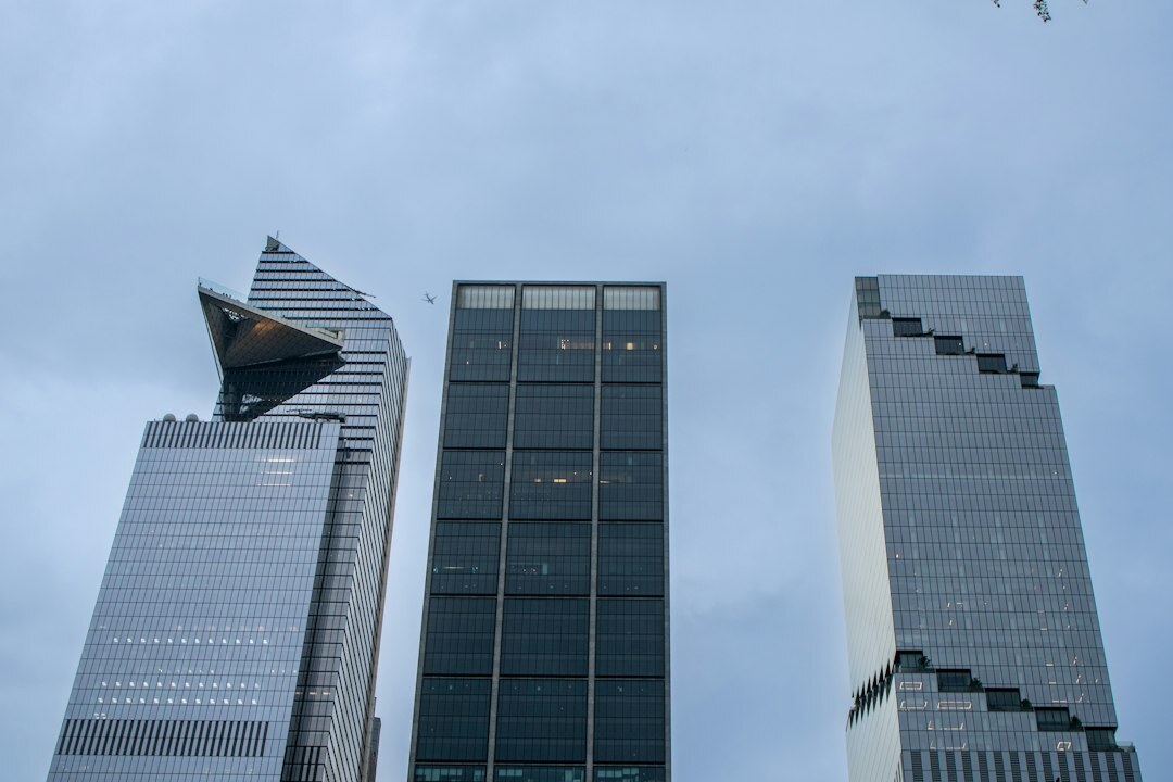Modern city skyline with glass towers